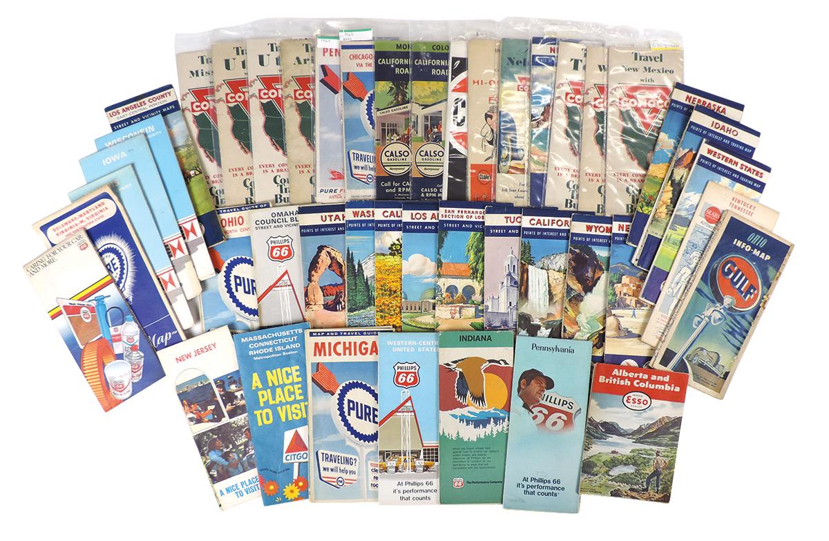 Petroliana Oil Company Road Maps (45), assorted states & companies, most Ph