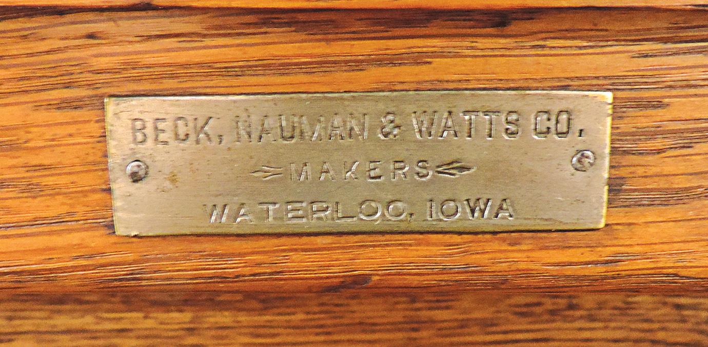 Country Store Display Counter, mfgd by Beck, Nauman & Watts-Waterloo, IA, p