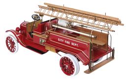 Toy Model Fire Truck, carved wood & metal precision model by King Kovack 19