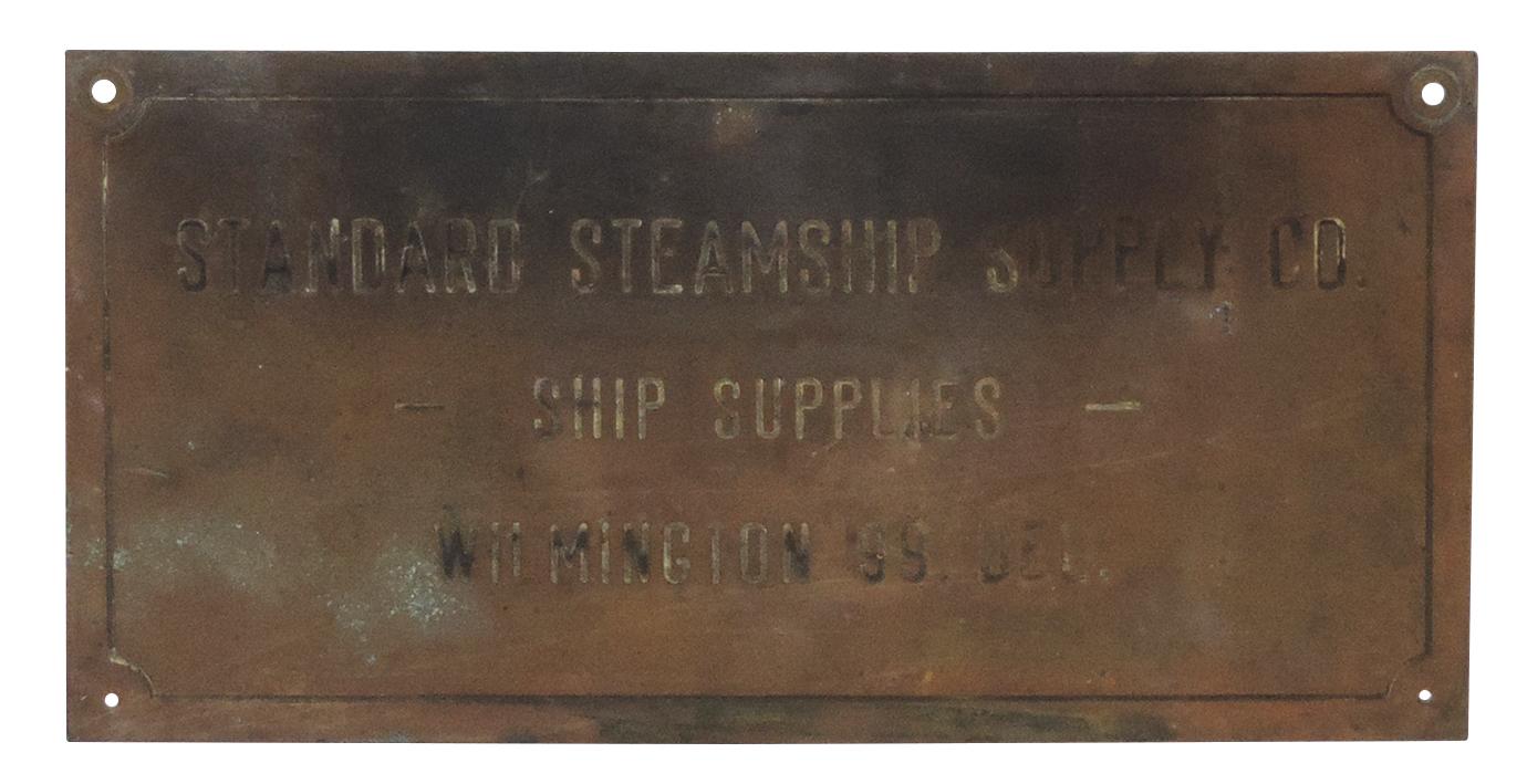 Nautical Steamship Sign, etched brass for Standard Steamship Supply Co.-Wil