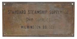 Nautical Steamship Sign, etched brass for Standard Steamship Supply Co.-Wil