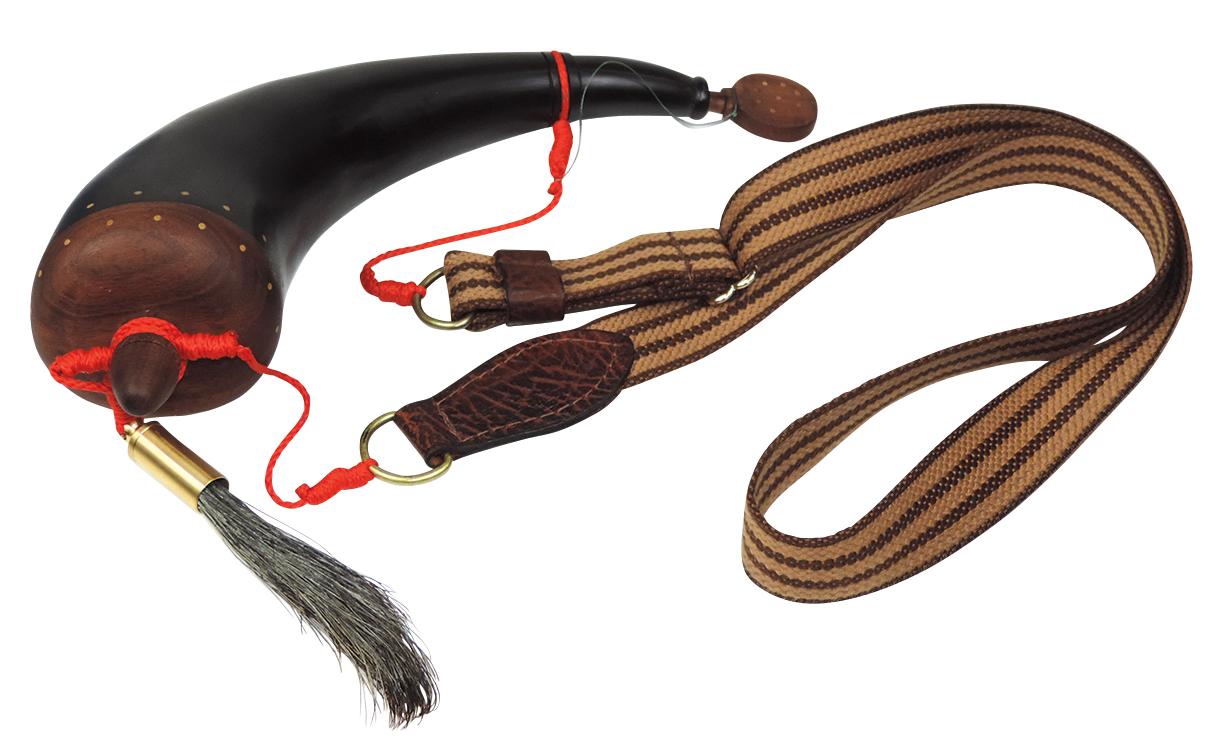 Hunting Reenactor Items (2), powder horn & turkey call, 19th C. style, arti