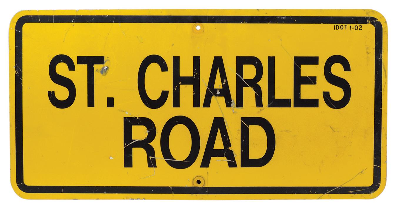 Automobilia Street Sign, painted aluminum "St. Charles Road" w/IDOT mark, G