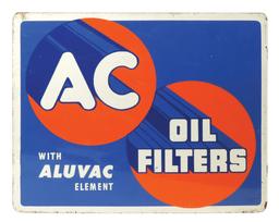 Petroliana AC Oil Filters Flange Sign, mfgd by A.M.D. Co., double-sided lit