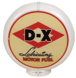 Petroliana D-X Gas Pump Globe, reverse painted lenses in white plastic body