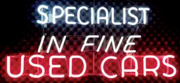 Automotive Neon Sign, "Specialist in Fine Used Cars", 2-color neon, Exc wor