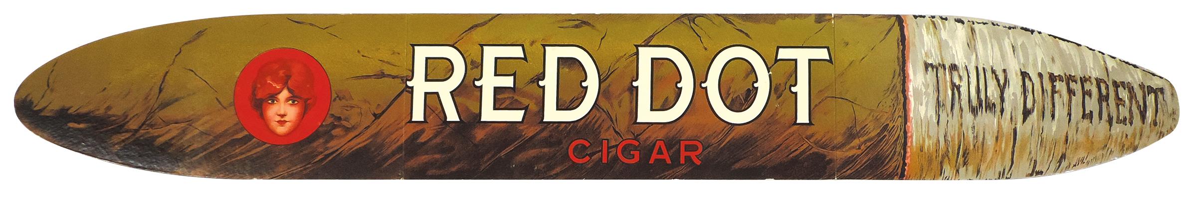 Cigar Sign, Red Dot Cigar, litho on cdbd cigar-shaped trifold w/orig envelo