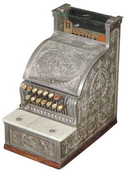 National Cash Register, Model 313, c.1910, ornate cast brass w/nickel finis