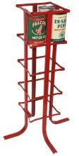 Petroliana Filling Station Oil Rack, bent iron display for 16 cans, include