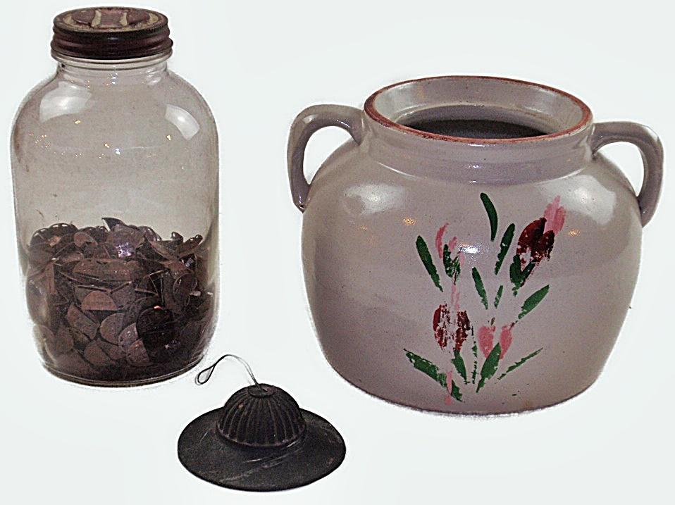 Stoneware Jar & Coffee Jar With Tobacco Tags