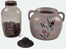 Stoneware Jar & Coffee Jar With Tobacco Tags