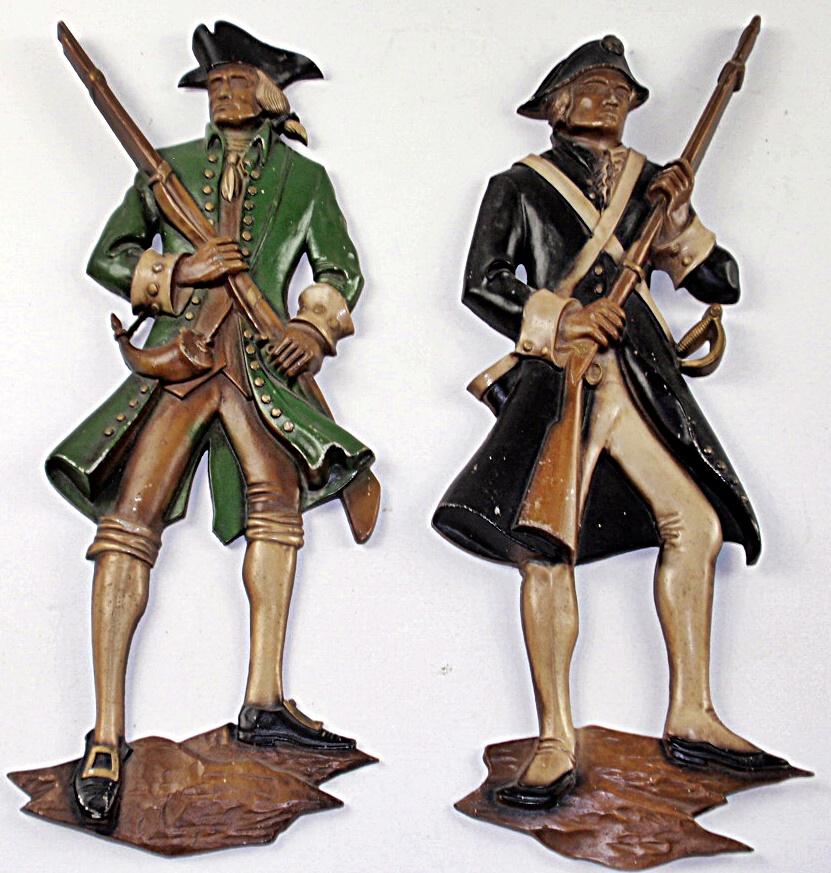 Pair Of Vintage Minuteman Wall Figures