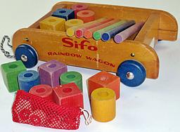A Sifo Rainbow Wagon Child's Pull Toy Building Set