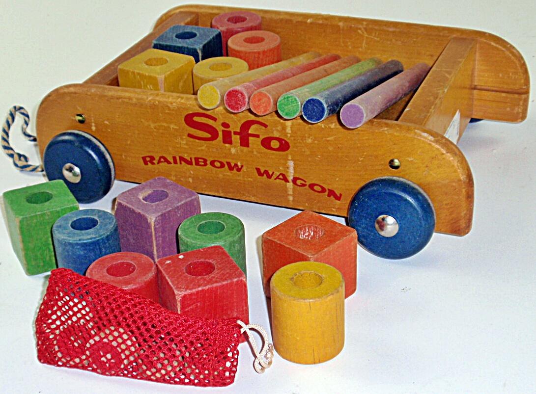 A Sifo Rainbow Wagon Child's Pull Toy Building Set