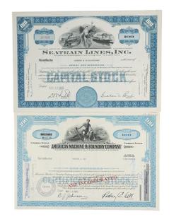 Stock Certificates (6), Gulf, Mobile and Ohio Railroad Company, 100 Shares, c.1957, American Mach...