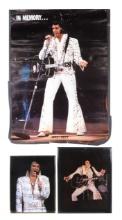 Elvis Presley Concert Poster (3), gold toned plastic frame, lacquered wood/painted black (weighs ...