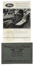 Automobile 1914 Ford Price List of Parts & Manual, Ford Models N, R, S & S Roadster price book, 3...