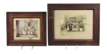 Burlington, Iowa Historical Photos (2) Ornate wooden frames w/decorative carvings, sepia-toned ph...