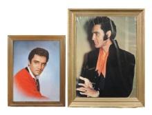 Elvis Presley Framed Photographs (2), Portrait of Elvis in red jacket, wood frame w/print resembl...