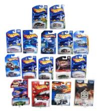 Hot Wheels Miniatures (16), mostly Street Rods, die-cast, Mint in bubble packs, largest H 6 in.