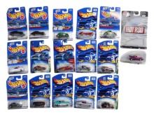 Hot Wheels Miniatures (16), mostly Street Rods, die-cast, Mint in bubble packs, largest H 6 in.