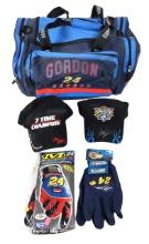 NASCAR Collectibles (5), incl Jeff Gordon #24 duffle bag, new mechanics gloves & Mark Martin auto...