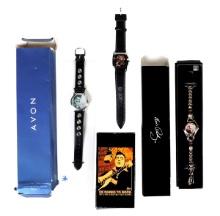 Elvis Presley Watches (3), Bracelet/Watch, Avon Products, Inc., Â©2002, Leather band Musical Watch,