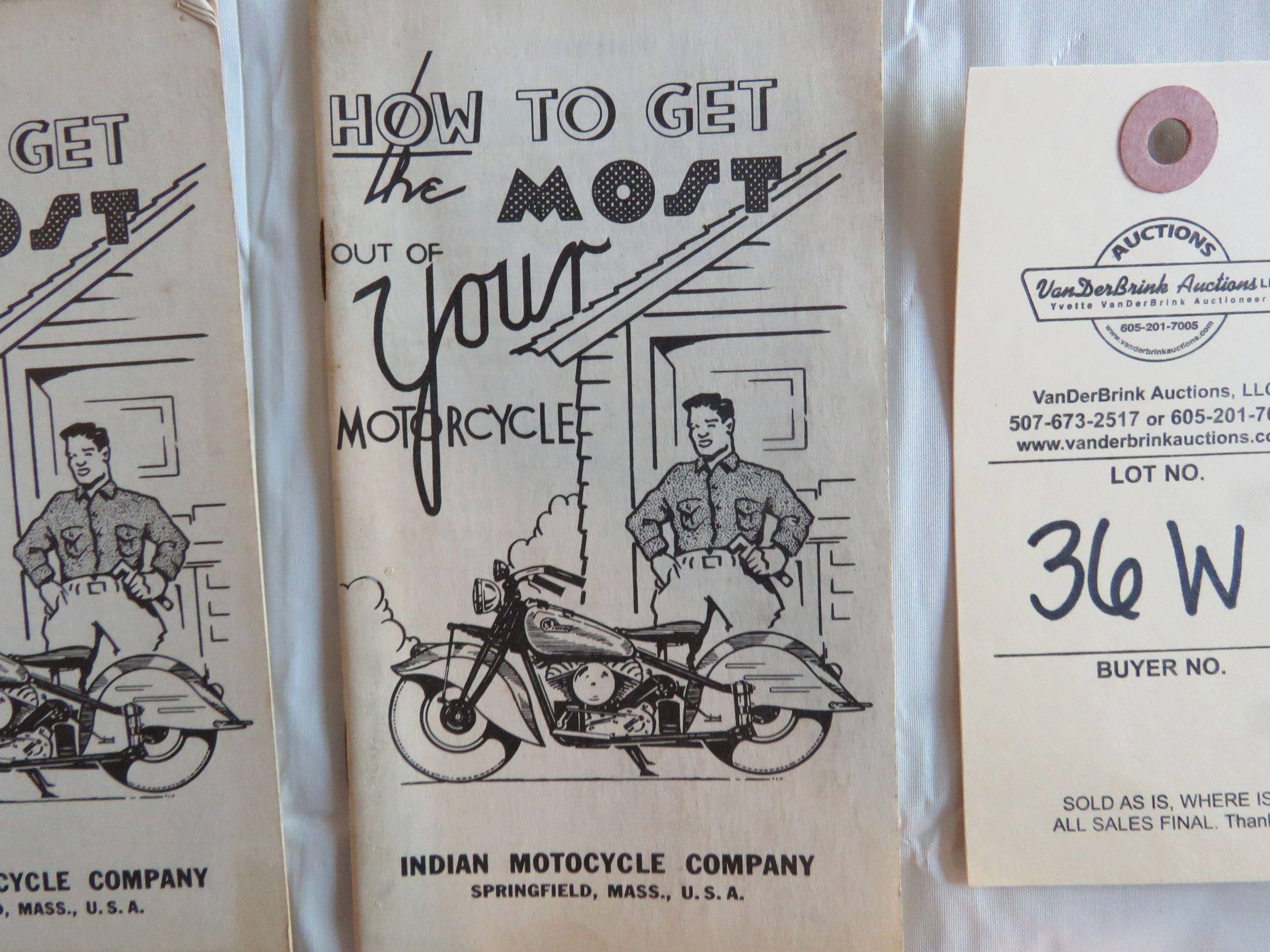 Lot of 2- "How to Get The Most Out of Your Motorcycle" Indian Motorcycle Pamphlets