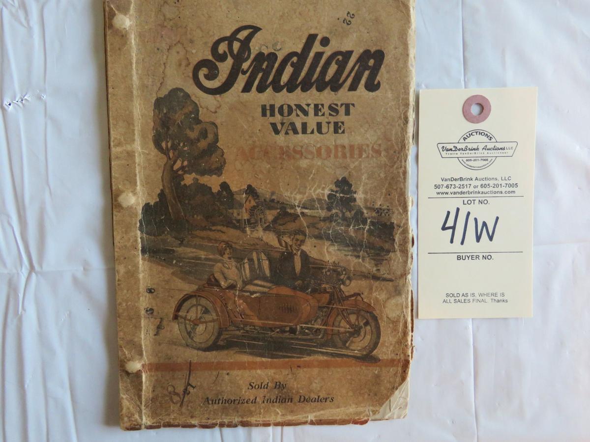 Old Indian Motorcycle "Honest Value Accessories Catalog