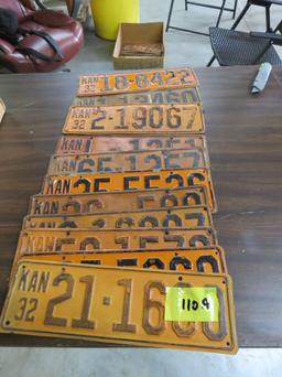 Grouping of Kansas 1932 License Plates