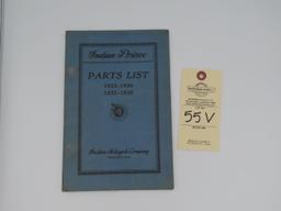 Indian Prince Parts List Manual