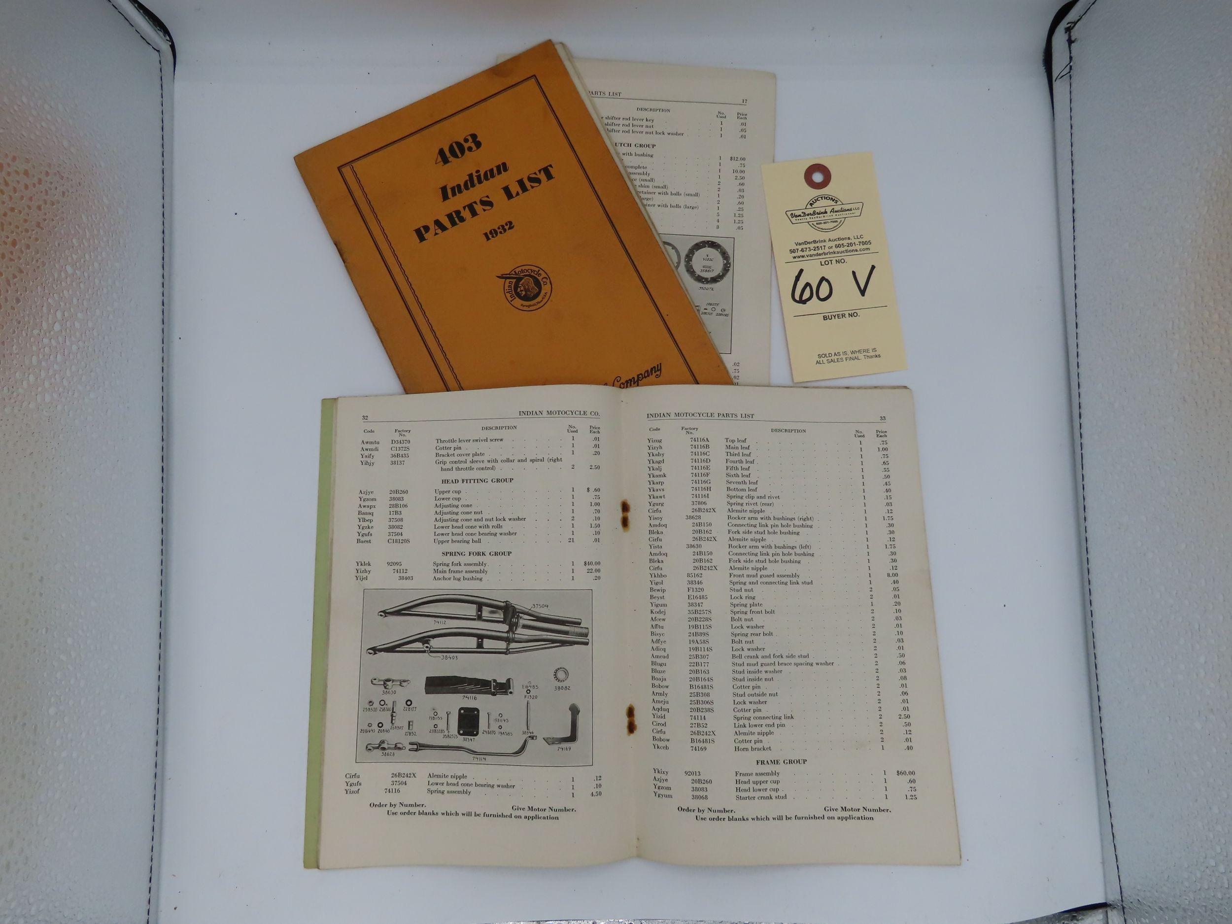 Indian Parts List Manual