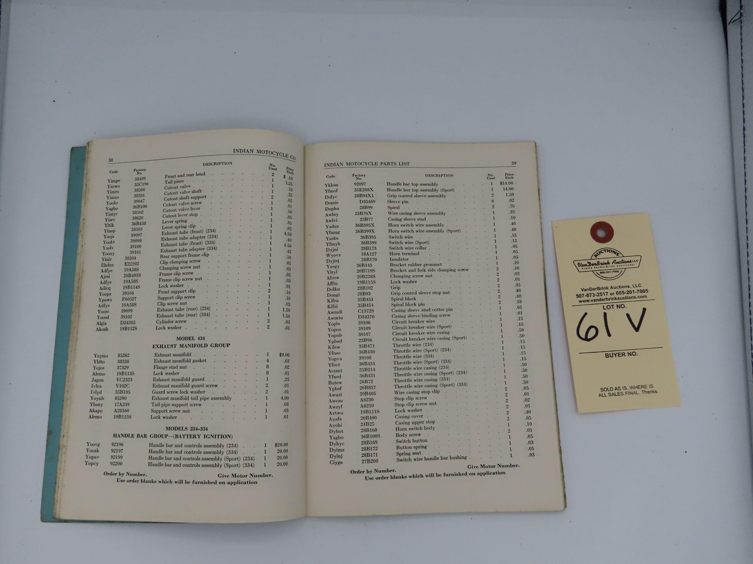 Indian Parts List Manual