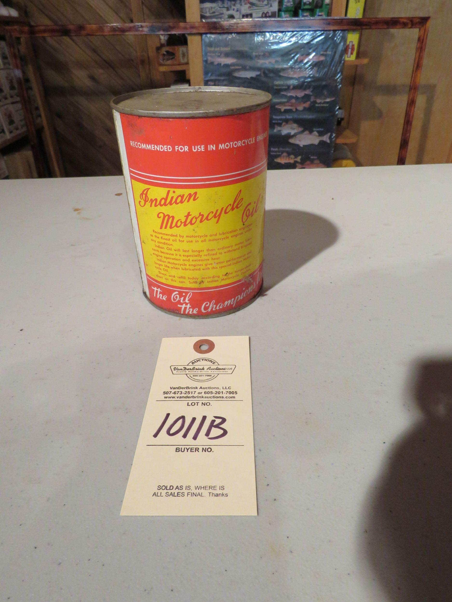 Indian Motor Oil Vintage Full Can SAE-40
