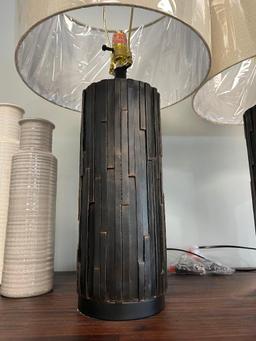 Two Wood Base Table Lamps