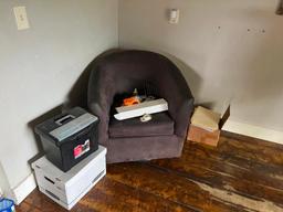 Contents of House (chair, small dining room table, shelf, rocking chair)