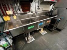3 compartment ss sink