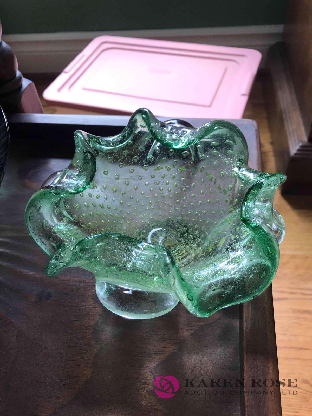 Art glass green bowl