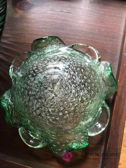 Art glass green bowl