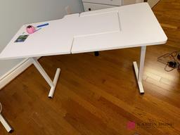 upstairs, single white sewing table