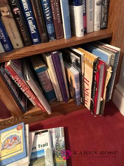 upstairs, two bookshelves full of books