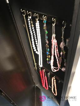 standing jewelry box with costume jewelry -bedroom closet