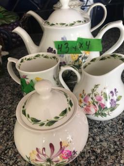 Royal Horticultural society teapot/cup/saucer creamer/sugar