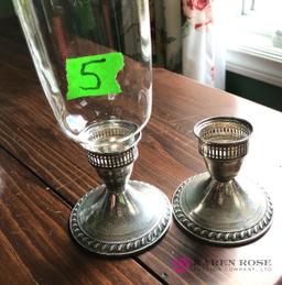 2- sterling silver weighted candle holder