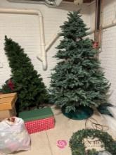 basement assortment of Christmas decorations