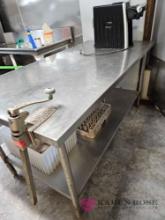 72x36 stainless steel table with opener and coffee maker