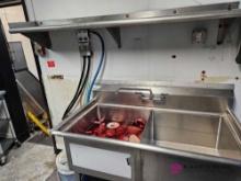 Fifty four inch stainless sink with stainless shelf