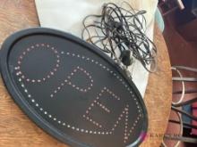 Hanging open lighted sign no power plug