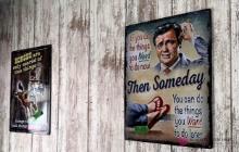 2- tin signs /wooden sign