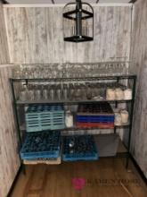 rack with assorted glasses